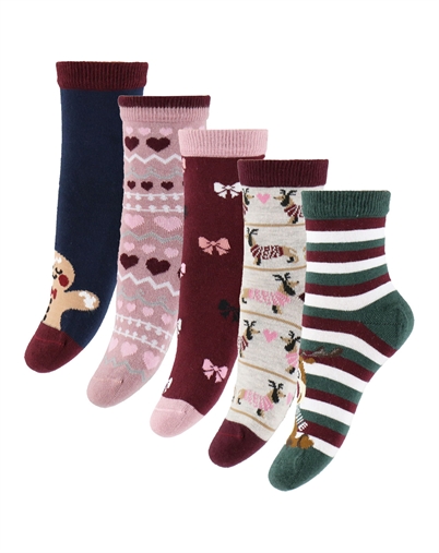 Kids Only - KOGChristmas 5-Pack Strømper - Cabernet/Multi